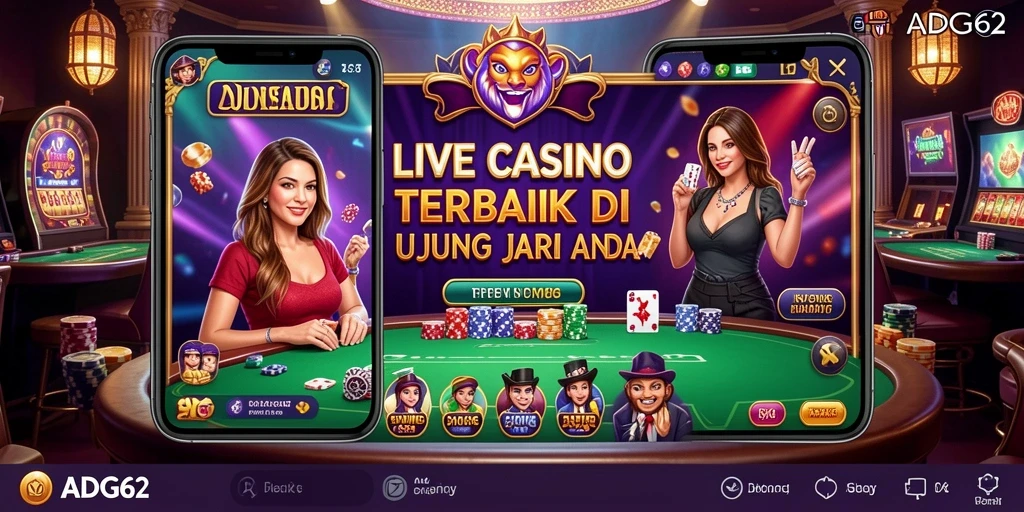 Tampilan gameplay langsung ADG62 dengan dealer profesional.
