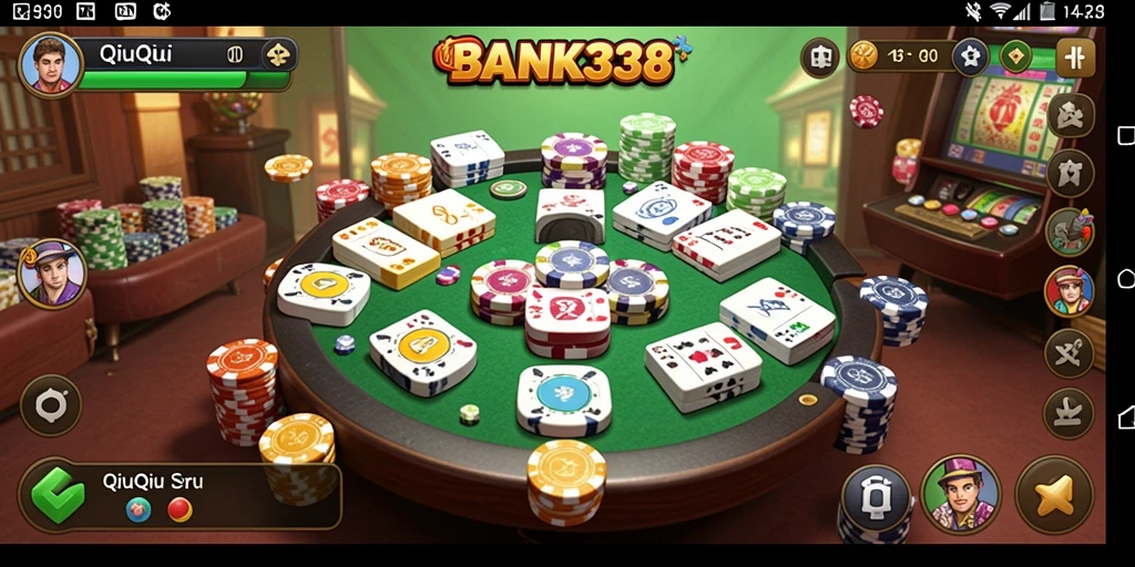 Screenshot gameplay BANK338 menampilkan aksi QiuQiu yang menegangkan.