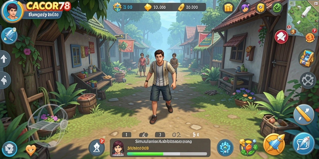 Tangkapan layar gameplay dari CACOR78 menunjukkan interaksi dan grafis yang memukau.