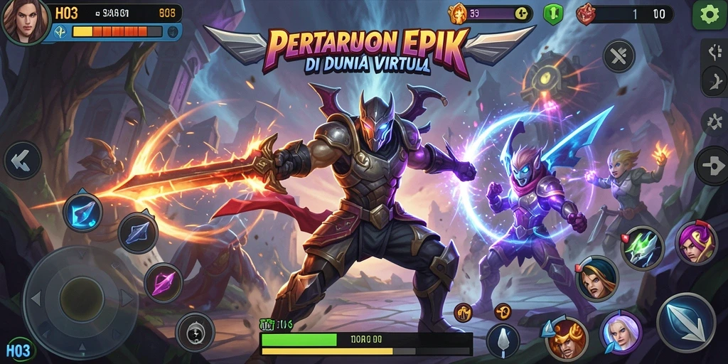 Tampilan seru dari gameplay Fighting H03 dengan karakter yang beragam.