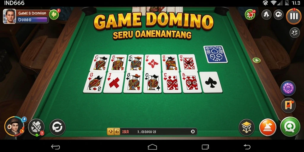Tampilan gameplay seru dalam game Domino IND666 dengan fitur menarik.