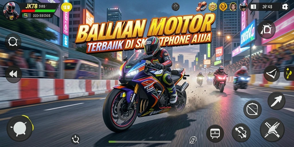 Tampilan menarik dari gameplay balapan motor di JKT8.