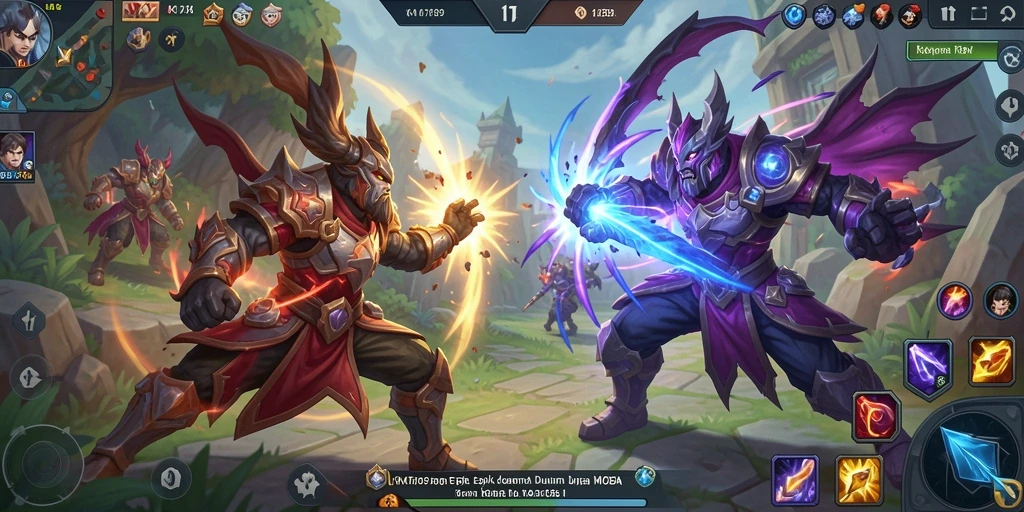 Screenshot gameplay KM789 dengan pertarungan tim seru.