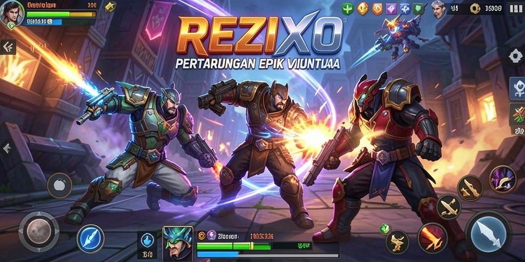 Tampilan gameplay <strong>REZIXO</strong> yang mendebarkan saat pertarungan berlangsung.