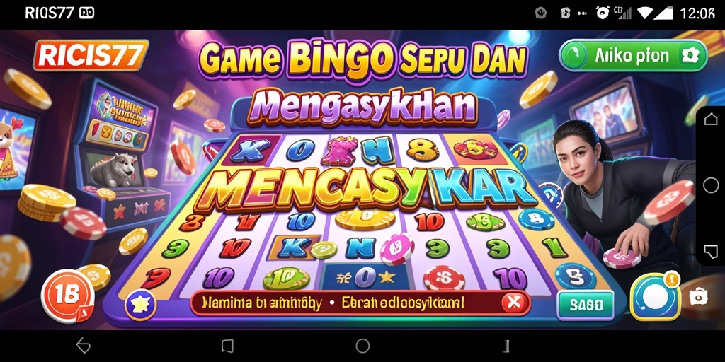 Tampilan antarmuka RICIS77 yang menarik dan penuh warna dalam permainan Bingo.