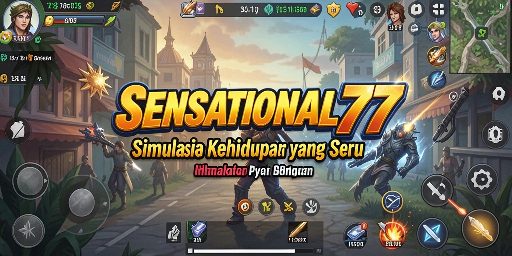 Tangkapan layar gameplay SENSATIONAL77 yang menunjukkan karakter dalam dunia simulasi.